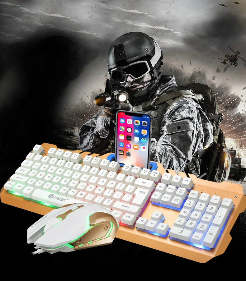 Проводная игровая мышь комплекты «клавиатура и мышь» держатель телефона металлический механический на ощупь клавиатура геймер с RGB подсветкой Поддержка PC ключ доска светодиодный