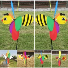 Nowa sprzedaż 3D duże zwierzę pszczoła wiatraczek wiatraczek Whirligig Yard wystrój ogrodu Drop Ship tanie tanio OOTDTY CN (pochodzenie) Other Zwierząt 20202020 Plastic+cloth Black Bright colors Easy installation