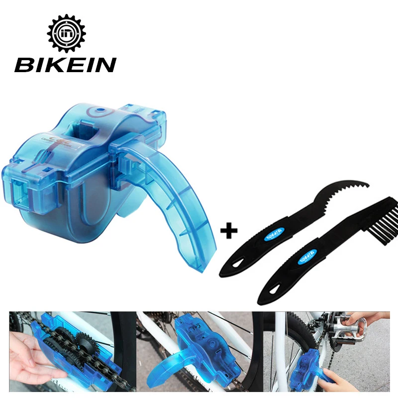 Excellent BIKEIN Portable Bicycle Chain Cleaner Bike Clean Machine Brushes Scrubber Wash Tool Mountain Cycling Cleaning Kit Outdoor Sports 1