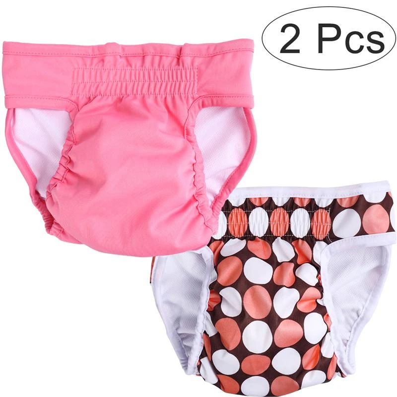 UEETEK Pet Dog Sanitary Shorts Panties Female Dog Washable Underwear Diapers Menstruation Briefs Size M 2PCS