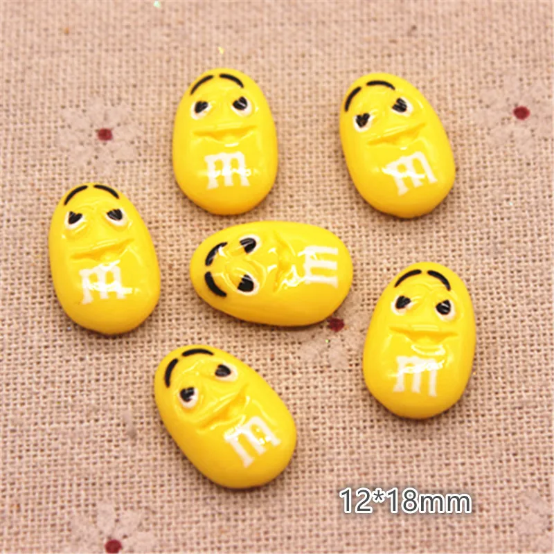 yellow 20pcs 20 шт смешанных цветов эмотикон смолы Шоколадные Бобы M Flatback Кабошон DIY заколки для волос ремесло скрапбук - Цвет: yellow 20pcs