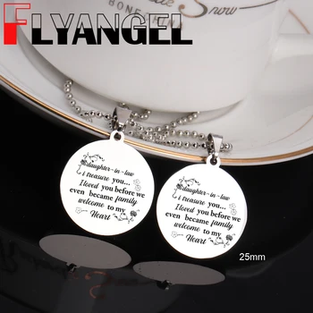 

FLYANGEL High Quality Necklace Jewelry Engraved Pendant Daughter In Law welcome To My Heart Accessories Fashion Wedding Gifts