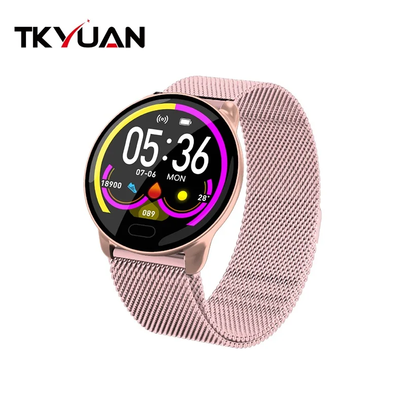 TKYUAN K9 Смарт-часы для женщин и мужчин спортивные фитнес-трекер IP67 Водонепроницаемый пульсометр кровяное давление здоровье сон PK V11 V12 Q9 - Цвет: pink metal