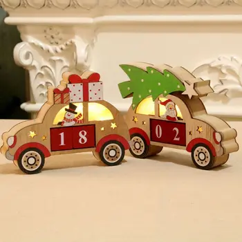 

Christmas Wooden Advent Countdown Calendar LED Car Pattern With Painted Blocks D0AC