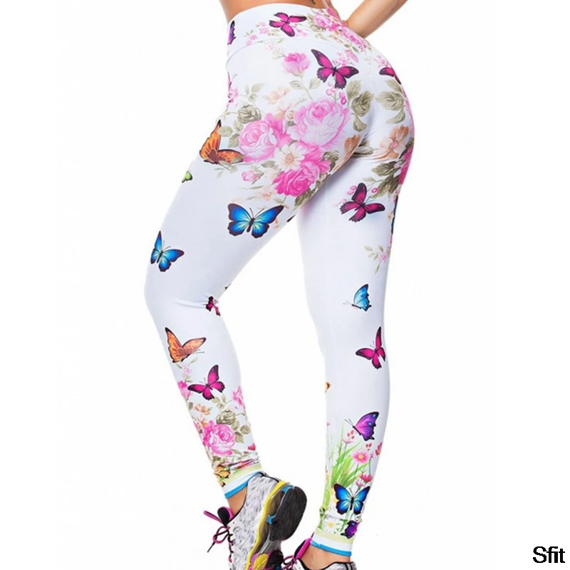 Digital Print Slim Leggings Butterfly Print Yoga Pants Push Up Women's Leggings High Waist Sports Pants Gym Fitness Pants