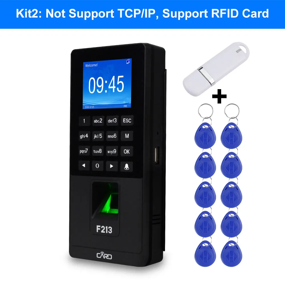 Отпечатков пальцев RFID Клавиатура TCP/IP/USB биометрический контроль доступа системы программного обеспечения времени часы посещаемости машины+ U диск+ 10 брелоков - Цвет: Not support Software