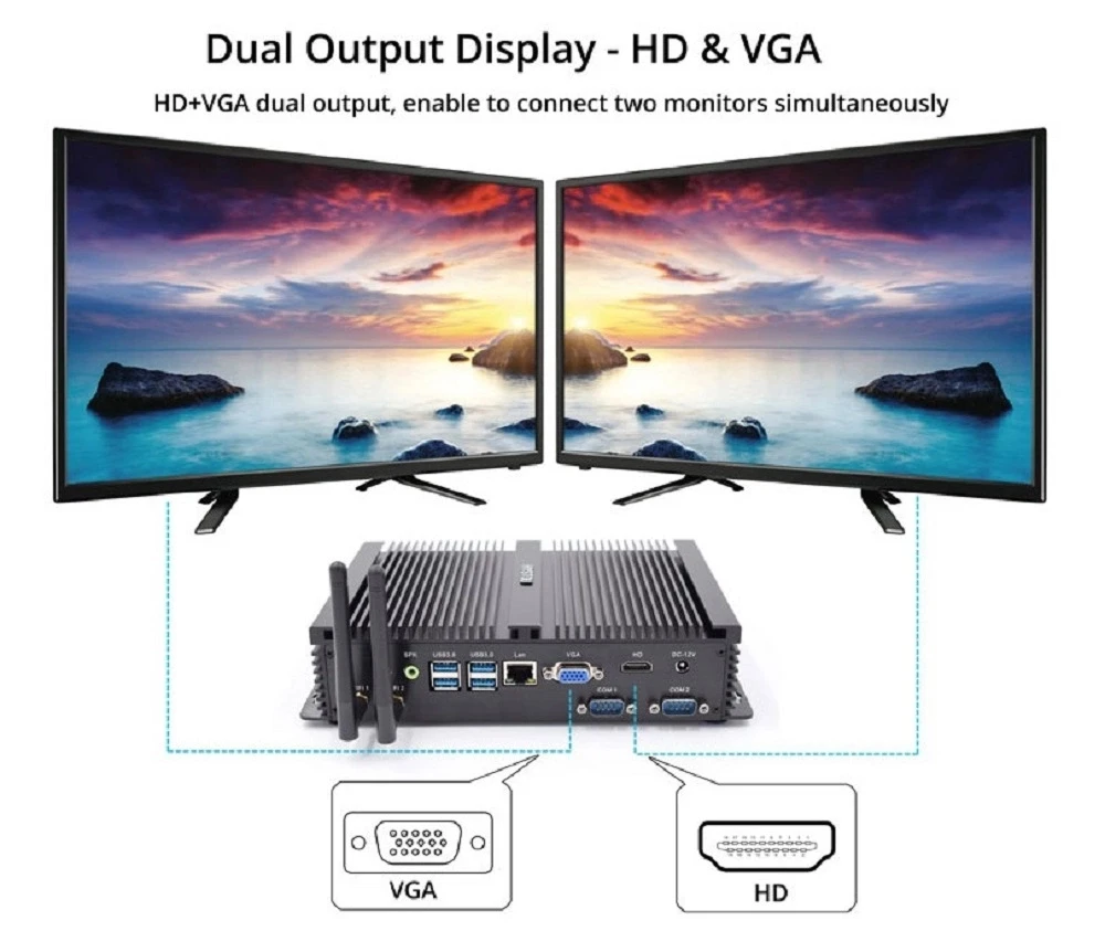 Промышленный ПК Intel Corei7 8565U i5 8250U настольный 5250U Win10 Linux i3 Minipc NUC 4K HD RS232 RS485