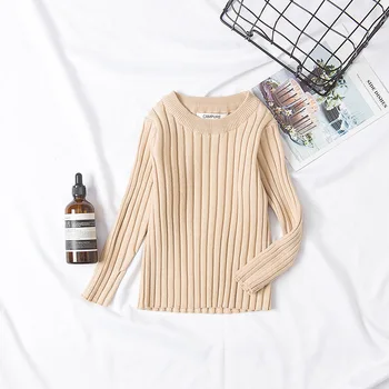 

Stylish Korean Style Spring And Autumn Body Hugging Sweater O Neck Crew Neck Cotton Warm Candy-Colored Base Children's Sweat