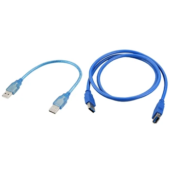 

30cm 1 Ft USB 2.0 Type A/A Male to Male Extension Cable Cord Blue with USB 3.0 Male to Female Data Cable Extension Cord