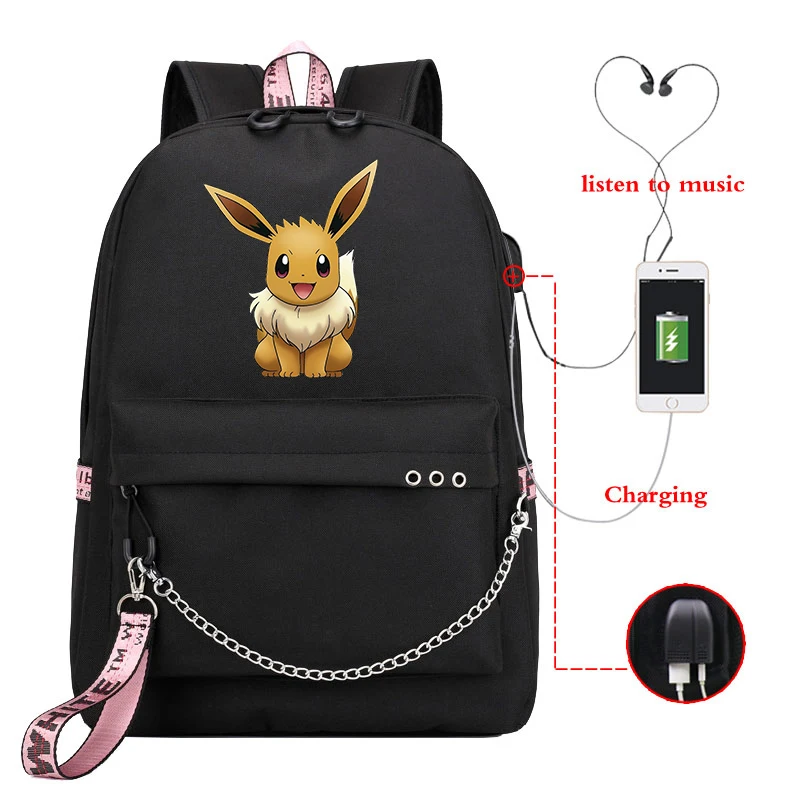 19 Mochila Pokemon рюкзак Пикачу для мужчин и женщин рюкзаки для путешествий рюкзак для ноутбука Usb зарядка школьные сумки для девочек-подростков - Цвет: 19