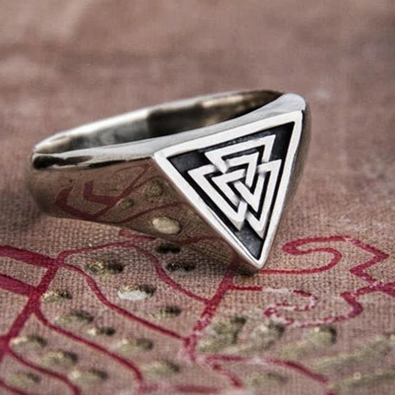 Мужское кольцо VIKING VALKNUT из нержавеющей стали серебряного цвета скандинавский