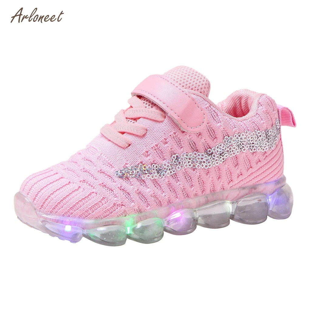 Детские кроссовки для маленьких мальчиков и девочек; Светящиеся спортивные кроссовки с сеткой; Повседневная обувь; Chaussure Enfant; осень года