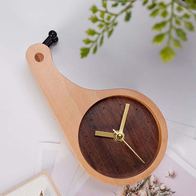 Solid Wooden Snails Alarm Clock Children Kids Bedroom Wood Crafts Table Decor Gift