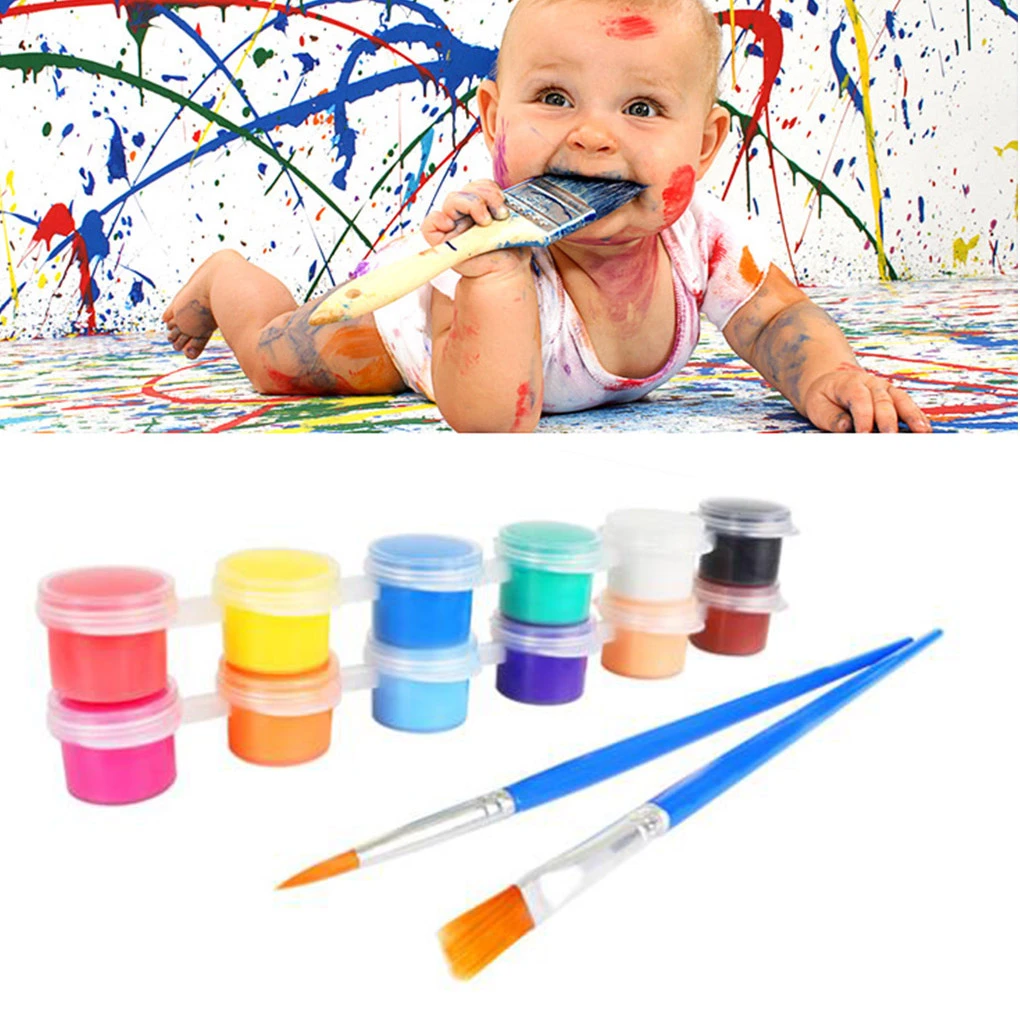 Kit D Outils De Peinture Jouet Educatif Pour Enfants 12 Couleurs Ensemble De Pinceaux Pour Dessin Aquarelle Pigments Aliexpress