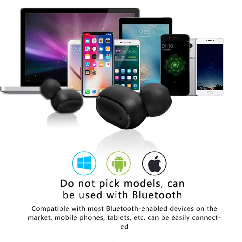Acespower HD Call Wireless Earphone Heavy Bass Stereo Earbuds BT 5.0 TWS Earpiece for All Bluetooth Devices Safe Car Driving A6L