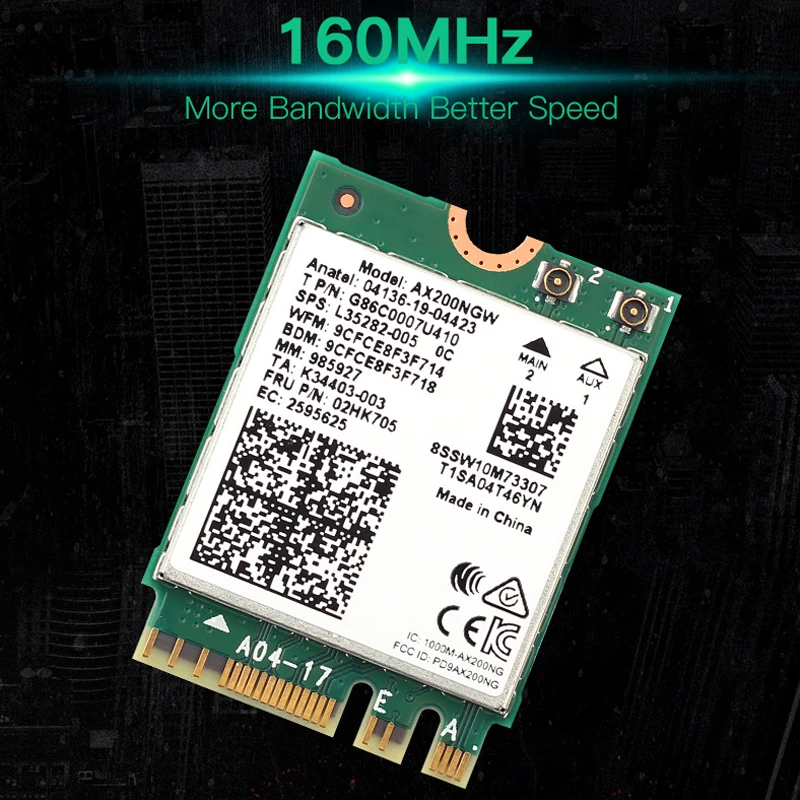Двухдиапазонная беспроводная карта 802.11ax WIfi 6 для Intel AX200 NGFF M.2 KEY E AX200NGW стандарта 2
