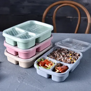 

Picnic Wheat Straw Fiber Compartment Meal Storage Lunch Container Food Preparation Box Outdoor Camping Light Meal Lunch Box