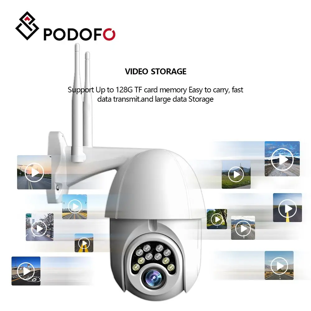 PODOFO WiFi PTZ Водонепроницаемая камера 1080P HD Беспроводная IP камера наружная Домашняя безопасность Inqmega камера наблюдения