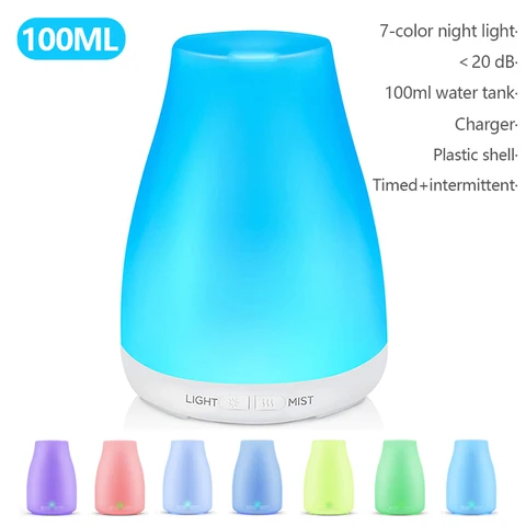 Air Humidifier Electric Aroma Diffuser Mist Wood Grain Oil Aromatherapy Mini Have 7 LED Light 2 Mist Mode For Home Office