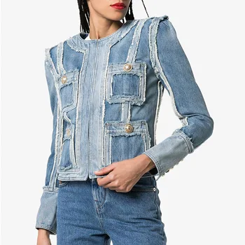 

2020 Spring Women Jeans Jacket Long Sleeve Fashion Slim Blue Jeans Jacket Vintage Denim Jacket high quality women jackets