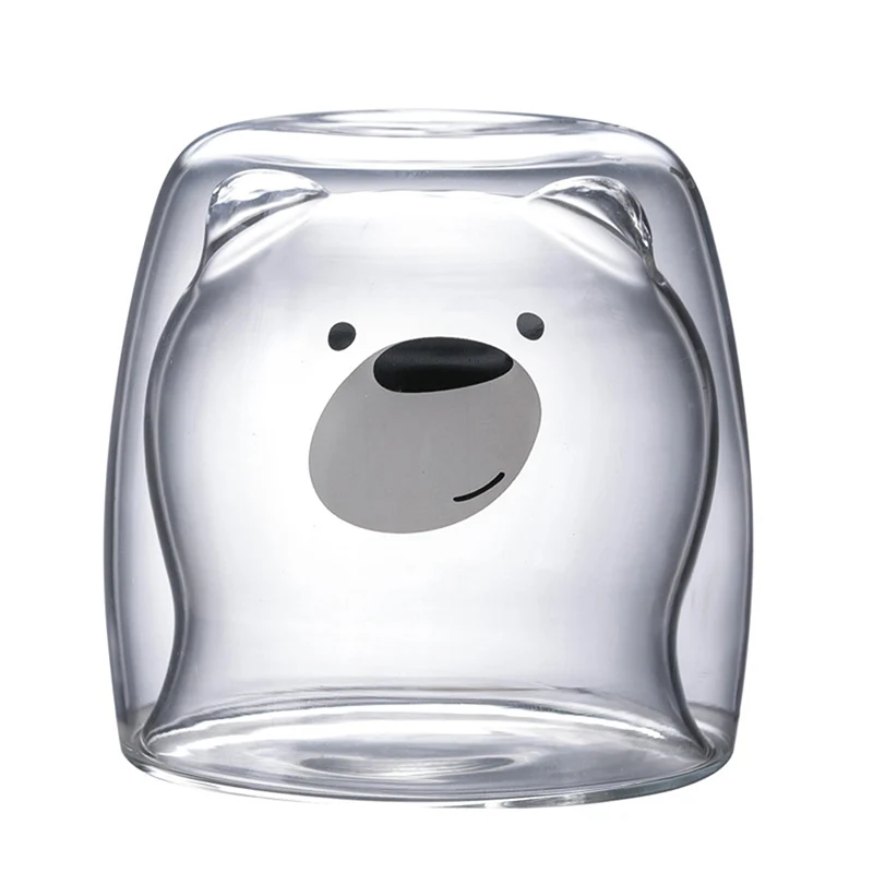 Творческий 3D 2-х уровневые и рисунком милой панды медведь инновационные пива Стекло термостойкие двойными стенками Кофе чашка утро молоко Стекло сок Стекло