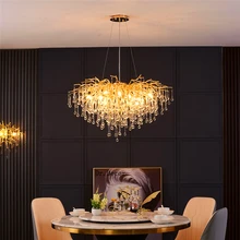 

Nordic Branch Crystal Chandeliers Loft Master Bedroom for Living Room Villa Indoor Decoration Restaurant Hanging Lamp Lighting