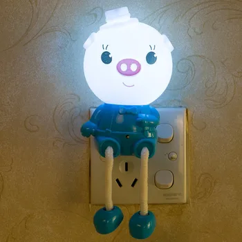 

Smart LED Night Light Light control sensor Creative Plug in Cartoon Energy saving lamp lighting child gift Meng pig lamps