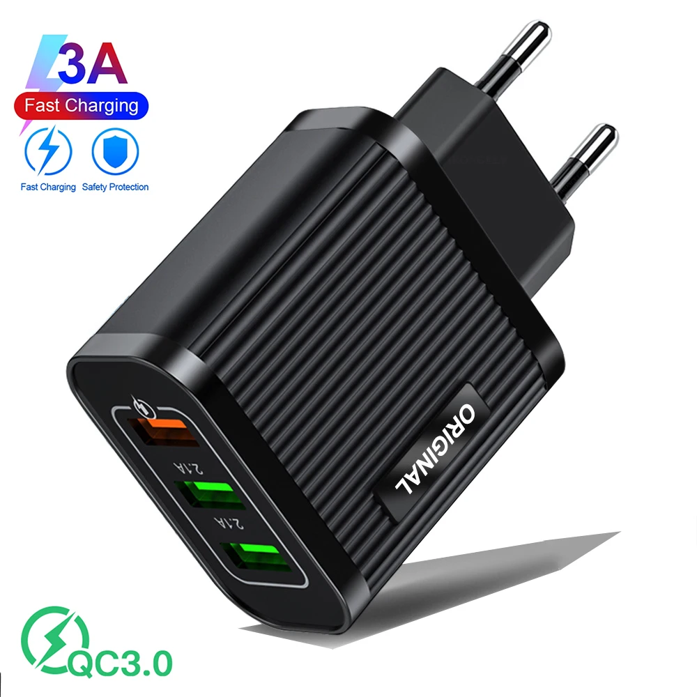 Быстрая зарядка 3 0 4 USB зарядное устройство Путешествия стены 3A адаптер питания