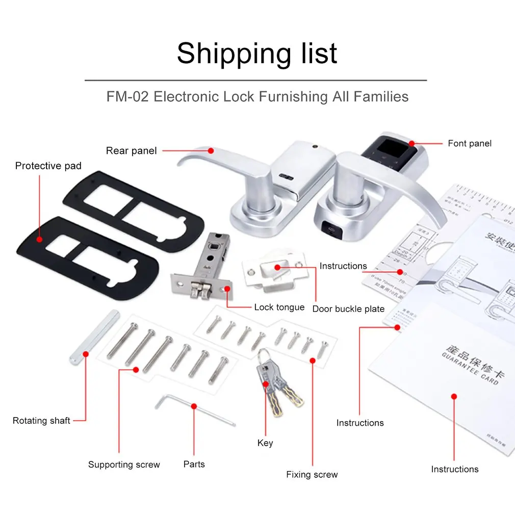 FM-02 цифровой биометрический замок без ключа, умный дверной замок, отпечаток пальца+ пароль+ ключ разблокировка, 3 способа для дома