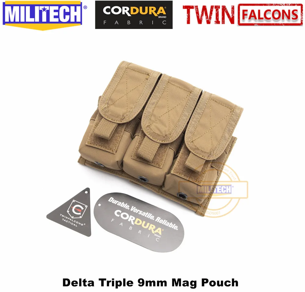 MILITECH TWINFALCONS TW 500D Delustered Cordura Molle Crye CP Delta тройной 9 мм Mag Molle Pouch Magazine Glock Pouch для полиции