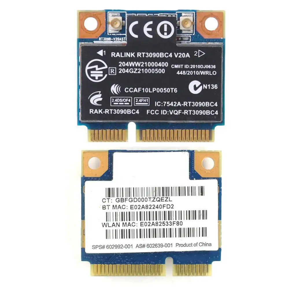 Ralink RT3090BC4 Половина мини PCI-e Беспроводная WLAN Bluetooth 4,0 карта для hp CQ42 беспроволочная SPS CQ62 4420S 4720S 602992-001 4320S I7M6