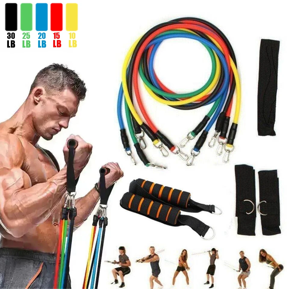 Латексные Эспандеры 11 шт./компл. тренировочные трубы Crossfit для йоги эластичные
