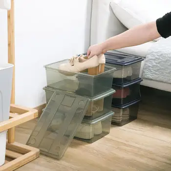 

New Hot Plastic Storage Box Case for Shoes Transparen Shoe Box Holder Sundries Organizer Container Shoes Protection Box with LId