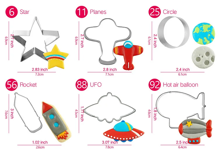 6 шт+ 7 шт, космические формочки для печенья и торта, трафареты для печенья-помадка для бисквита, печенья, хлеба, пресс-форма для штампов-нержавеющая сталь, формы для печенья, форма для чебуреков