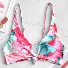 ZAFUL узлом «вареный» бикини с пуш-апом Топ Цветочный принт