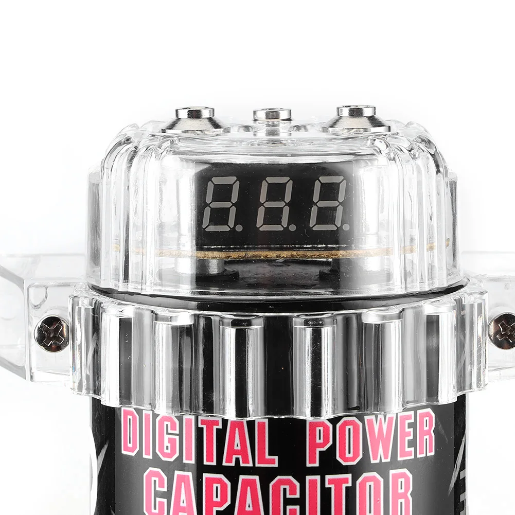 Acouto Power Capacitor Aluminium Alloy 4 Farad Power Capacitor LED Voltage Display Power Cap Car Audio Amplifier Car Amplifier Capacitors