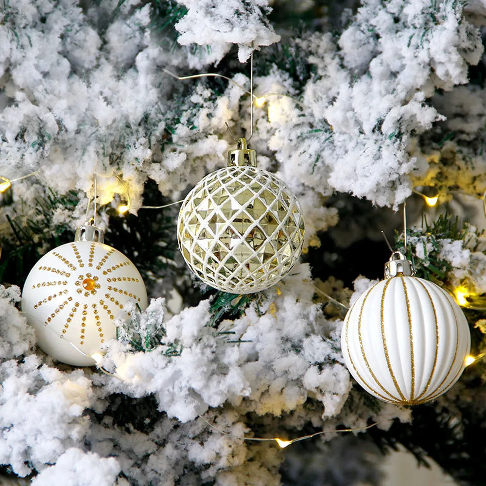 

30Pcs Christmas Tree Decor High Qulity White Gold Ball Ornament Bauble Party Hanging Ball for Home Christmas decorations A16