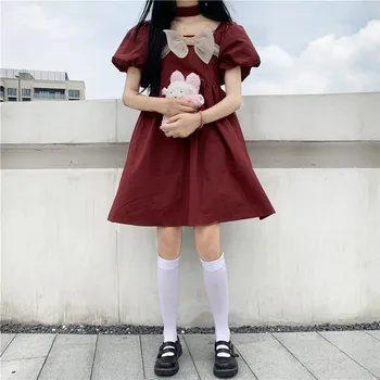 

L Photo Shoot Vintage Love Sweet Puff Sleeve Square Collar Dress