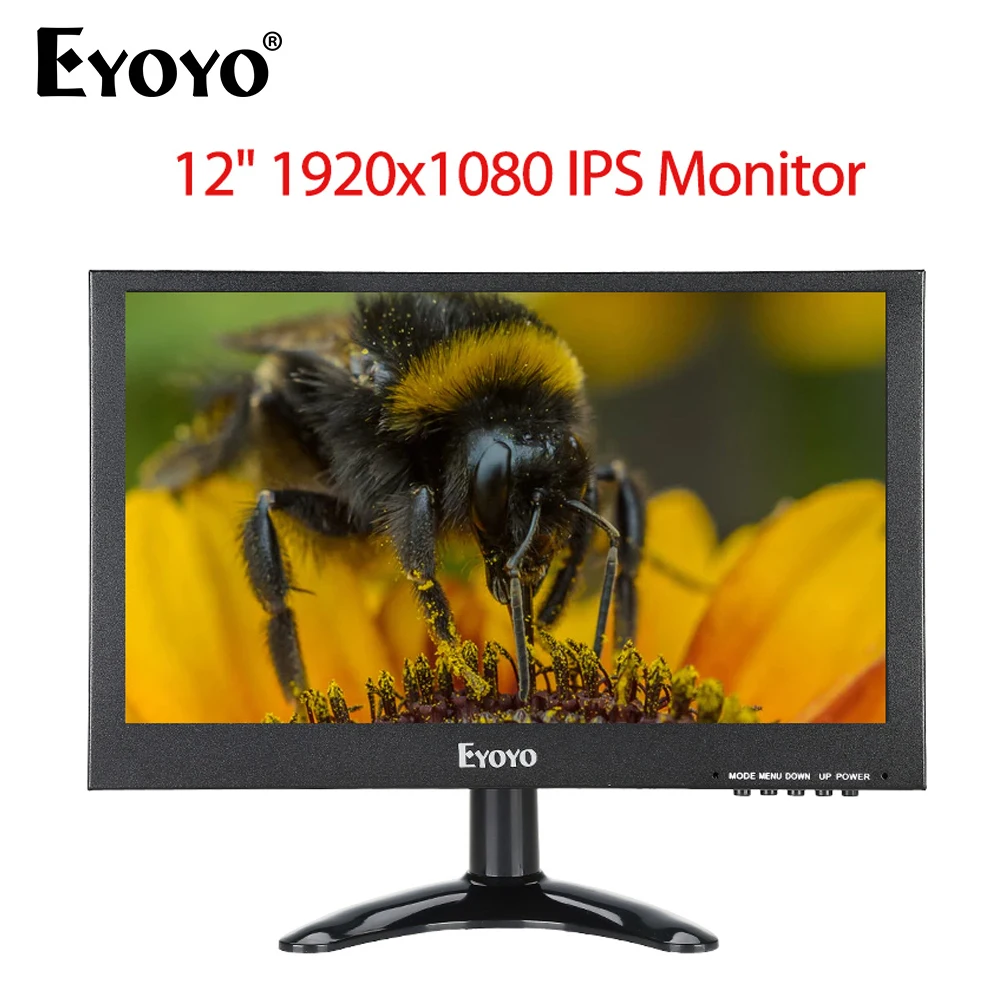 

Eyoyo EM12G 12 inch CCTV Monitor 1920x1080 IPS LCD Screen VGA HDMI BNC AV USB Input Moniteur Pantalla for PC Laptop Raspberry pi