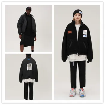 

Black Lamb Wool Adererror ZIP FLEECE JACKET Men Women Wear On Both Sides Streetwear Ader Error Jackets