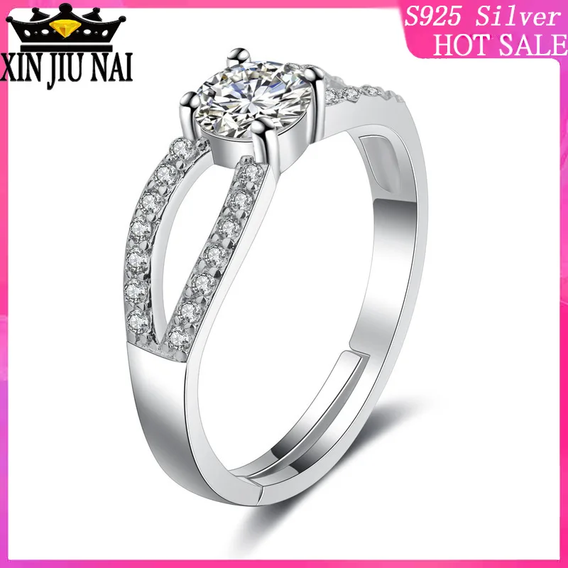 

925 sterling silver simple micro inlaid women's design can adjust the size of the ring proposal diamond ring wholesale