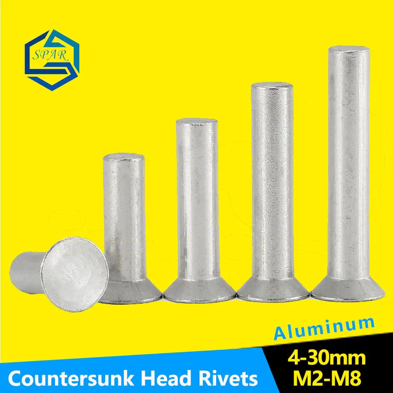 Rivets And Fasteners Rivets And Screws GB869 M2 M2.5 M3 M4 M5 M6 M8 Countersunk Head Rivets Aluminum Solid Rivet