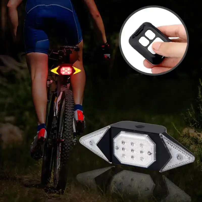 LED Bicycle Rear Light Tail Lamp Wireless Remote Intelligent Turn Signal USB