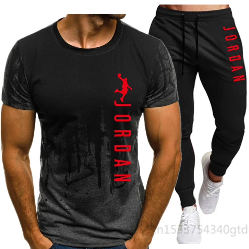 Traje de manga corta con estampado 3D para hombre, ropa deportiva informal para correr, Camiseta y pantalón, novedad de verano 2021