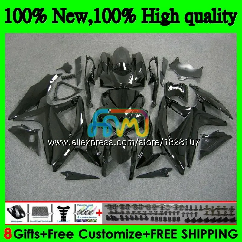 Комплект для SUZUKI глянцевый черный GSXR 600 750 CC GSX R600 GSXR600 08 09 10 38BS. 4 GSX-R600 GSXR-750 K8 GSXR750 2008 2009 2010 обтекатель - Цвет: No. 1