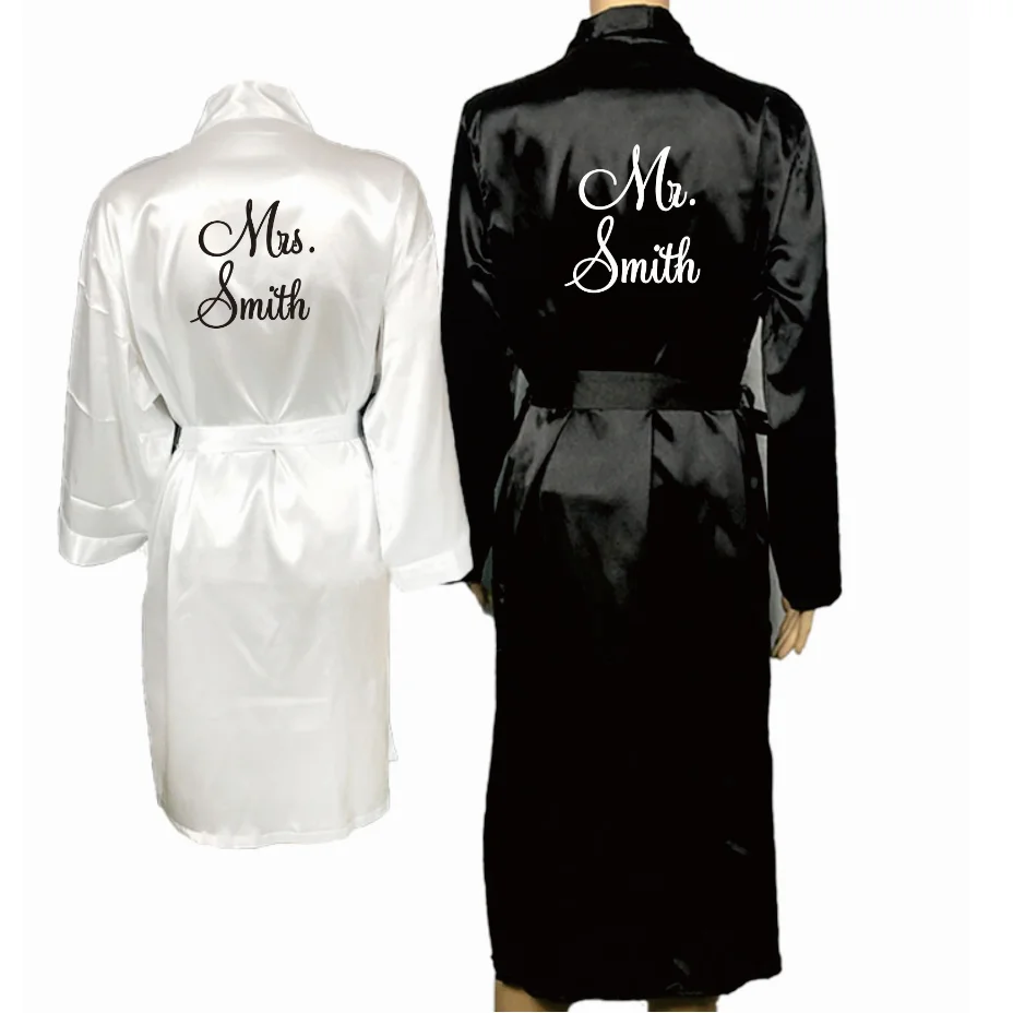 Personalized Mr. & Mrs. Satin Robe Set, monogrammed bride and groom