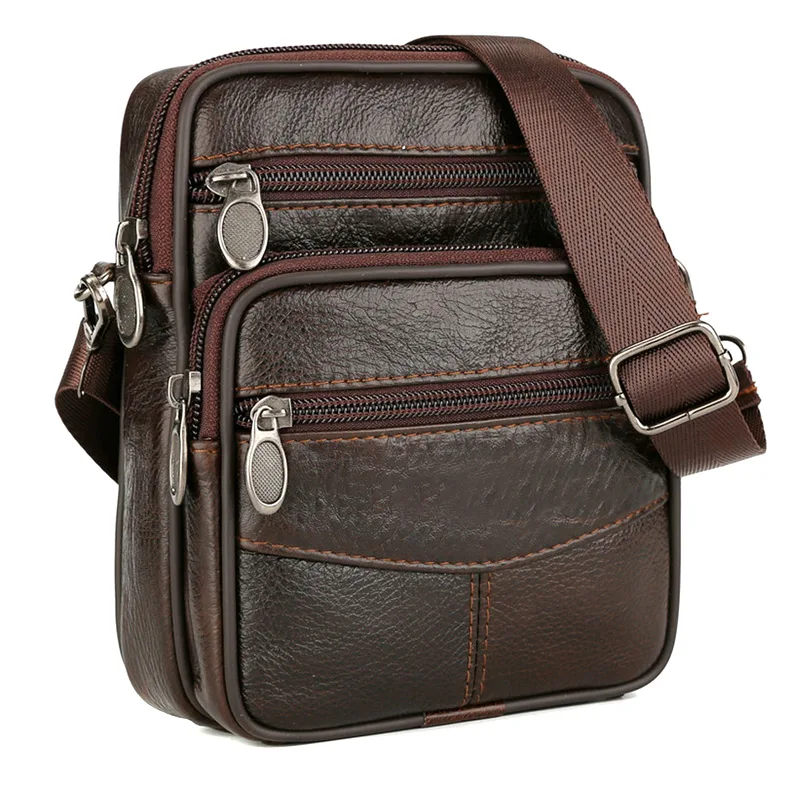 

Hot Selling Men Shoulder Crossbody Bag Zipper Vintage Briefcase Durable For Mobile Phone Business -B5