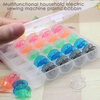 

25Pcs Random Color Shuttle Core Box Plastic Empty Bobbins Sewing Machine Spools Storage For Home Needlework Tool Accessories