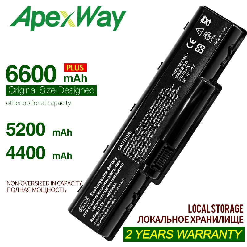 

ApexWay Laptop Battery For Acer AK.006BT.020 AK.006BT.025 As07a51 AS07A31 AS07A32 AS07A41 S07A51 AS07A52 AS07A71 AS07A72 AS09A61