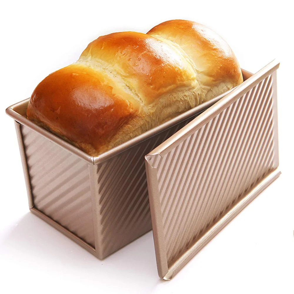 

Loaf Pan With Cover Bread Baking Mould Cake Toast Non-Stick Toast Box with Lid Gold Aluminized Steel Bread Mould Bread Mold